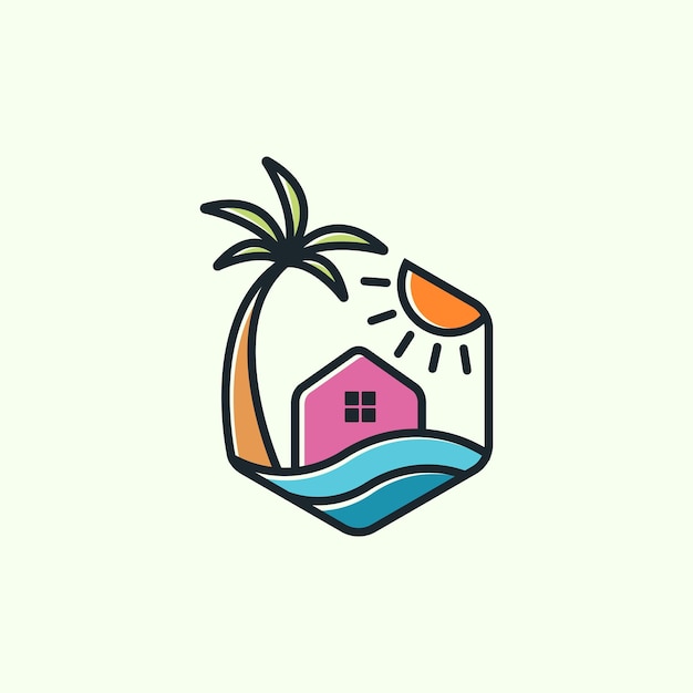あなたの会社やビジネスのためのモダンなトロピカルハウスのロゴデザイン