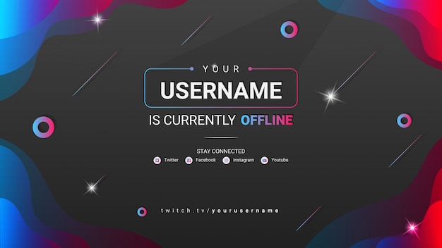 Vector modern twitch offline banner with gradient shape