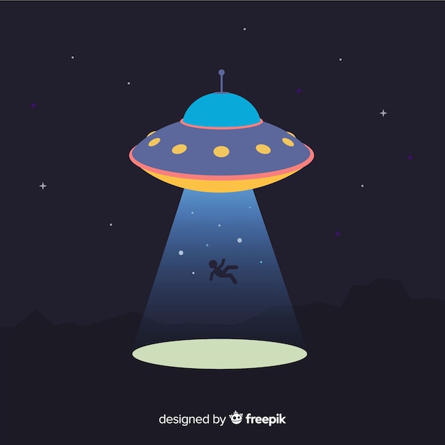 Modern ufo abduction concept with flat design