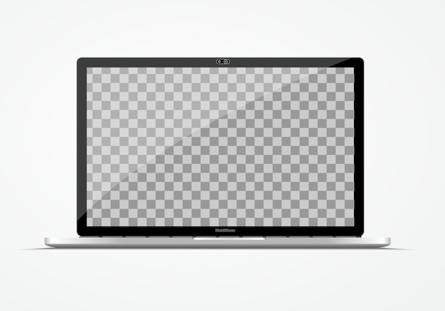 Modern ultra thin laptop computer vector mockup isolated on white  empty screen place for your information