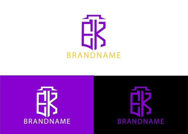 Tempio di design del logo della lettera ek aziendale unico e moderno