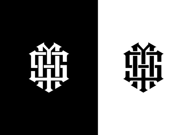 Vettore tempio di design moderno ed esclusivo con logo hms lettera aziendale
