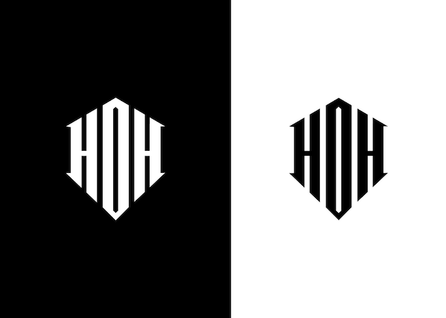 ベクトル モダンなユニークな企業hoh文字ロゴデザインテンプレート