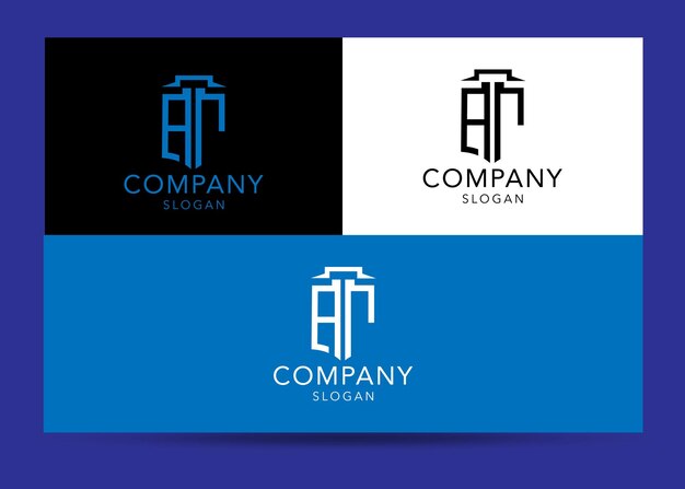 Vettore tempio aziendale unico e moderno con design del logo della lettera