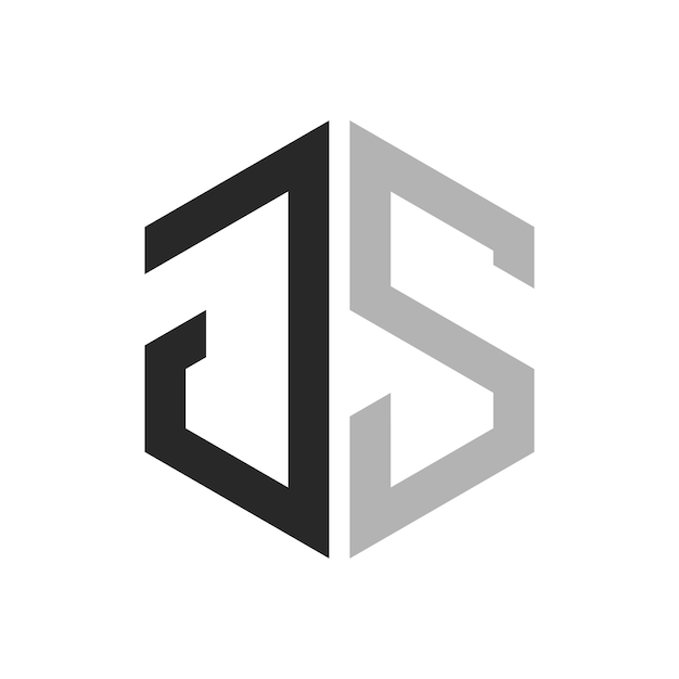 現代のユニークな六角形文字 JS ロゴデザインテンプレート エレガントな最初のJS文字 ロゴコンセプト