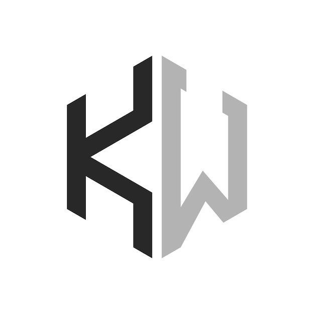 Vector modern unique hexagon letter kw logo design template elegant initial kw letter logo concept