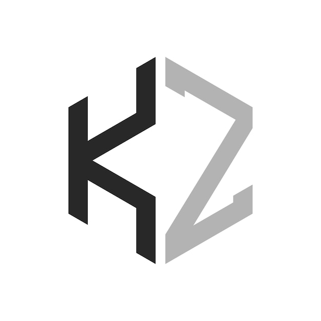 Modern Unique Hexagon Letter KZ Logo Design Template Elegant initial KZ Letter Logo Concept