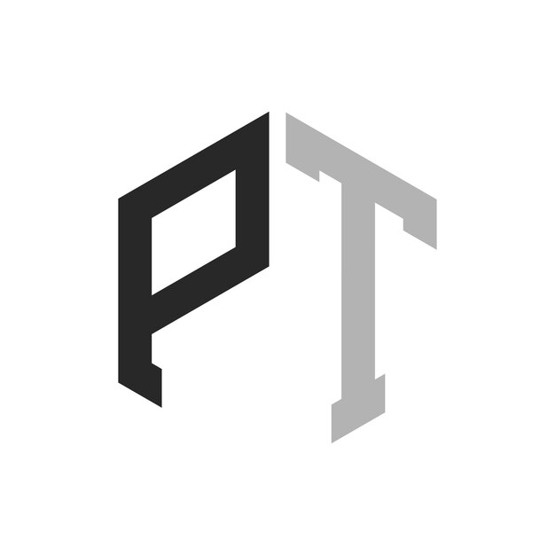 Современный уникальный шестиугольный буквенный дизайн логотипа pt элегантная первоначальная концепция логотипа букв pt