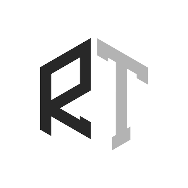 Современный уникальный шестиугольный буквенный дизайн логотипа RT Элегантный первоначальный логотип RT