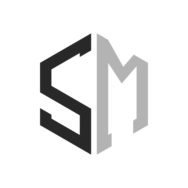 Modern Unique Hexagon Letter SM Logo Design Template Elegant initial SM Letter Logo Concept