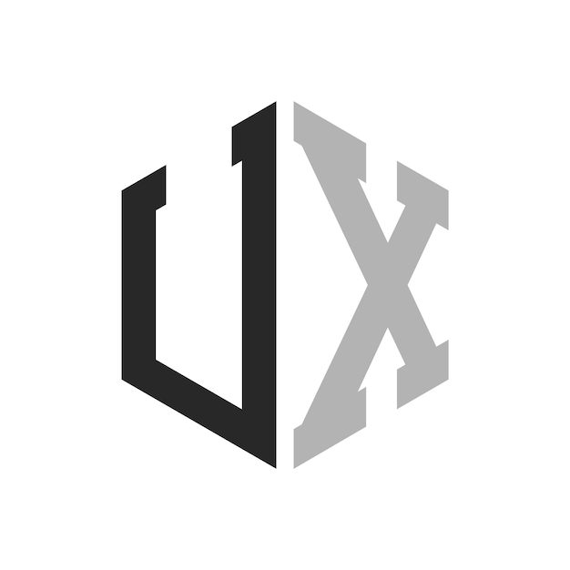 Современный уникальный шаблон дизайна логотипа Hexagon Letter UX Элегантная первоначальная концепция логотипа UX Letter