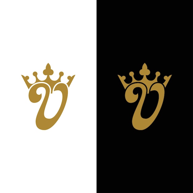 Design del logo del re iniziale della lettera v moderno e unico