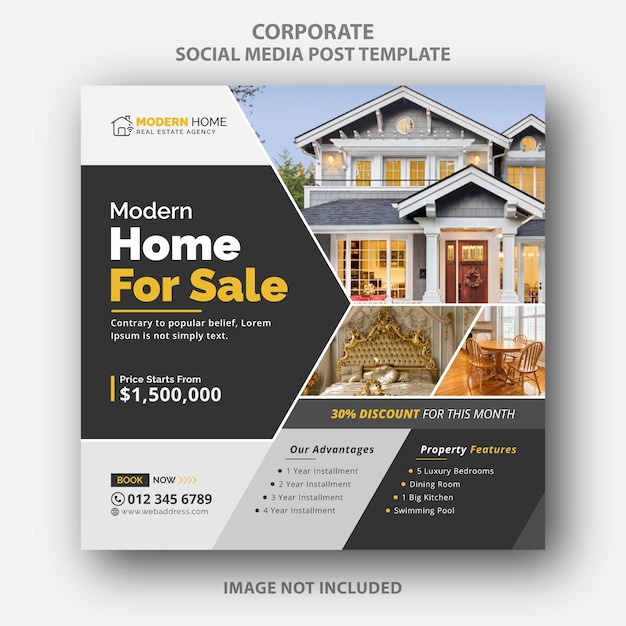 Modern unique real estate instagram social media post web banner template example sample