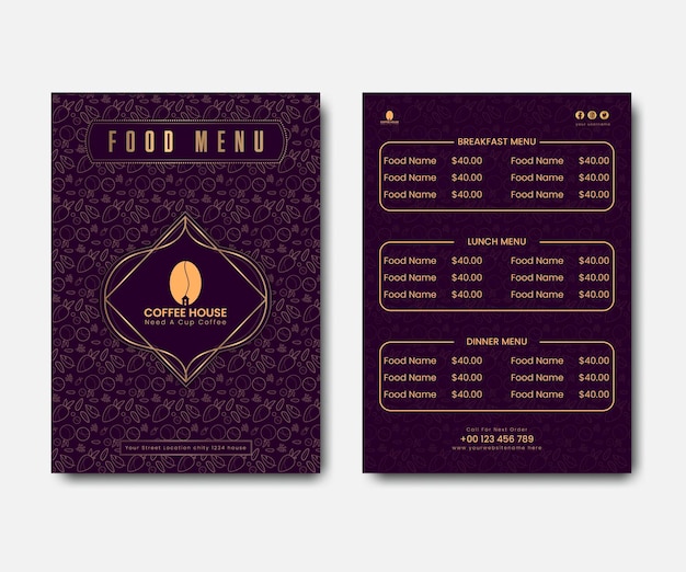 Vector modern and unique restaurants food menu design