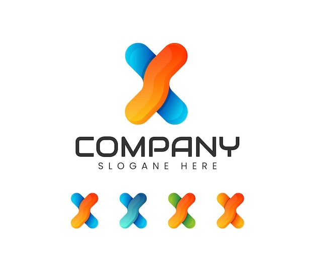 Modern unique of X initial letter logo template for business logo