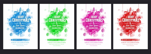 Modern universal artistic templates. Merry Christmas Corporate Holiday cards and invitations.