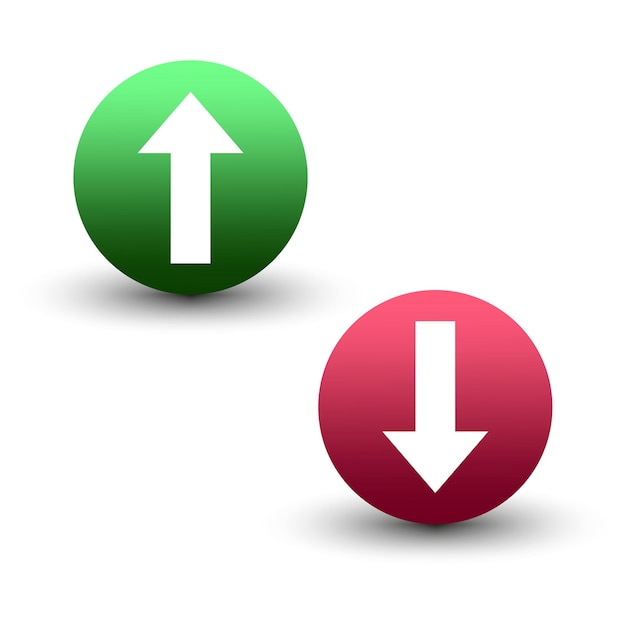 Modern up down arrow graphics icon Arrows on the right green circle Vector illustration