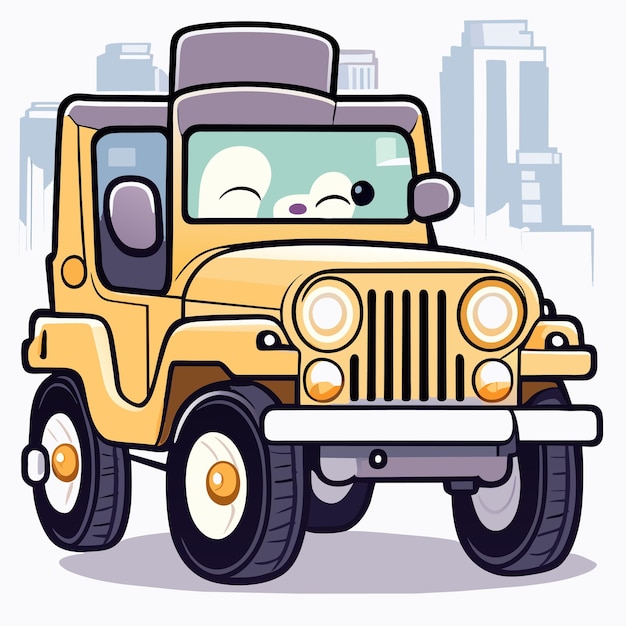 Modern urban adventure suv vehicle hand drawn cartoon sticker icon concept isolated illustration