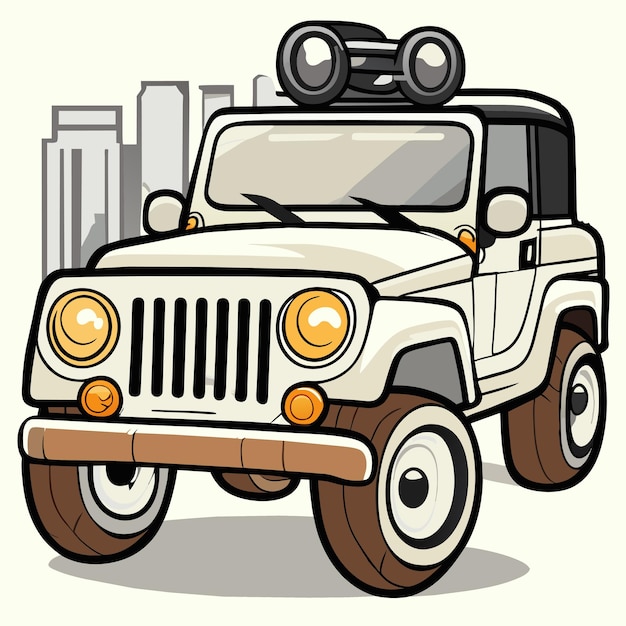 Vector modern urban adventure suv vehicle hand drawn cartoon sticker icon concept isolated illustration