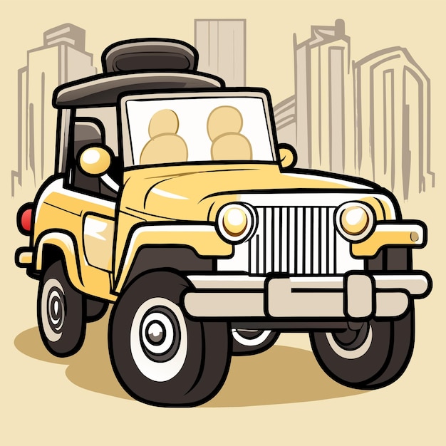 Modern urban adventure suv vehicle hand drawn cartoon sticker icon concept isolated illustration