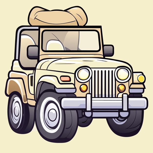 Modern urban adventure suv vehicle hand drawn cartoon sticker icon concept isolated illustration