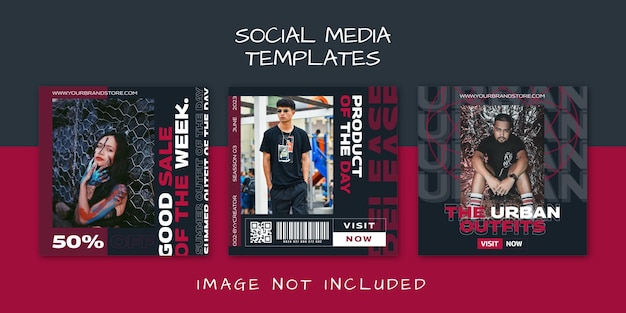 Modern urban futuristic streetwear fashion design for social media post template