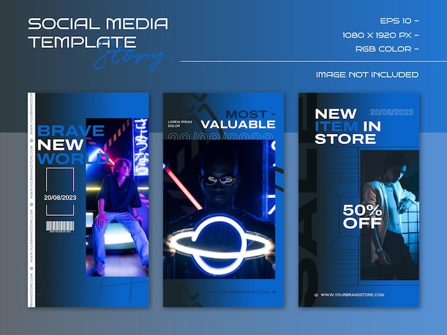 Modern urban futuristic streetwear fashion design for social media story template