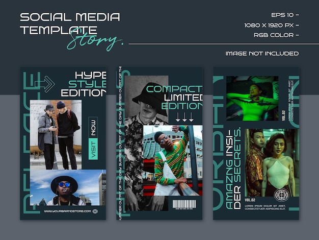 Modern urban futuristic streetwear fashion design for social media story template