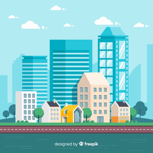 Modern urban landscape with flat design