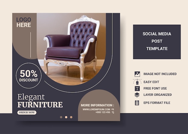 Modern urniture social media post or banner template