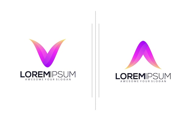 Modern v and a letter gradient logo colorful