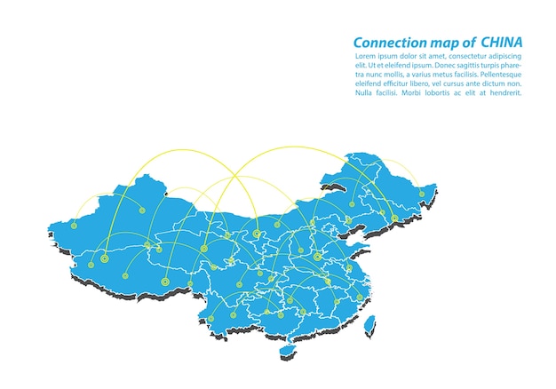 Vector modern van china kaartverbindingen netwerkontwerp