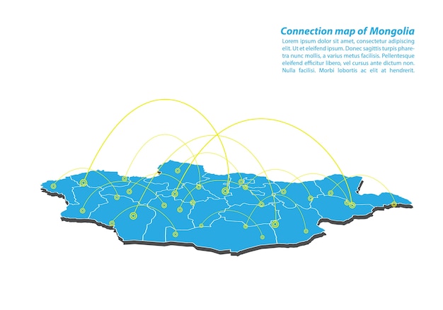 Vector modern van mongolië kaartverbindingen netwerkontwerp