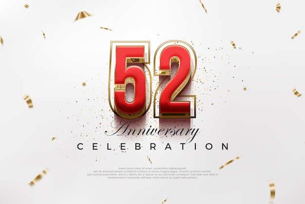 Modern vector 52nd anniversary design with modern luxury design concept Premium vector background for greeting and celebration