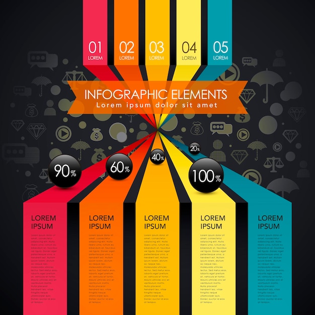 Modern vector abstract 3d paper infographic elements