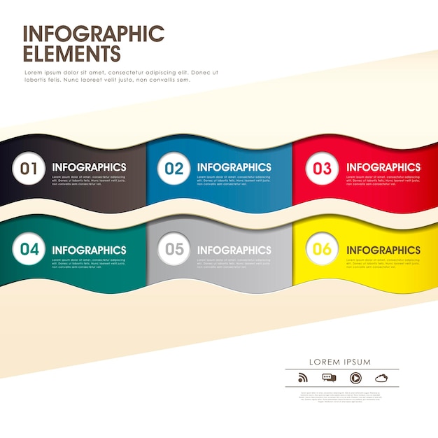 Elementi infographic di carta delle onde 3d dell'estratto di vettore moderno