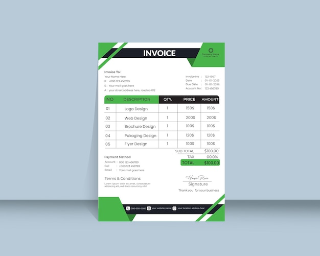 modern vector abstract invoice and modern simple designer invoice template