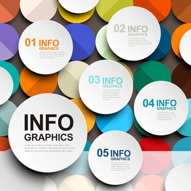 Modern vector abstract paper circle infographic elements with color background