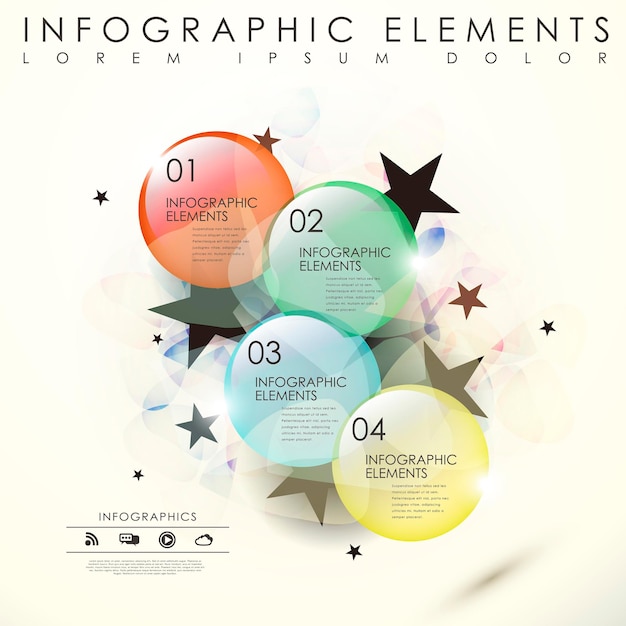 Elementi infographic di perline di vetro traslucide astratte di vettore moderno