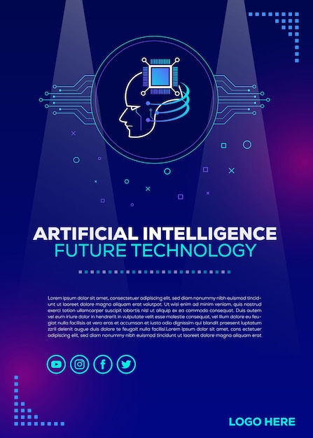 Modern Vector Blue Poster for Artificial Intelligence Design Template