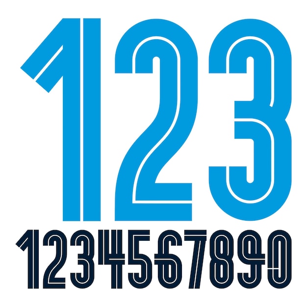 Modern vector bold digits, funky numerals made with white lines, can be used in poster design as newspaper advertising.