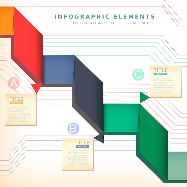 Elementi infografici di carta origami a colori vettoriali moderni