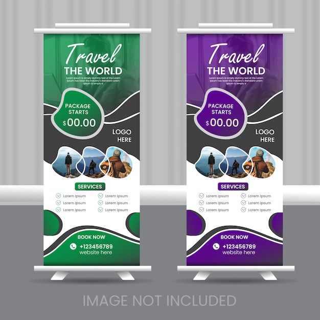Modern vector corporate roll up banner template with 2 layout