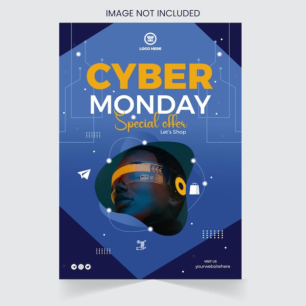 Vettore moderno modello di vector cyber monday tech flayer