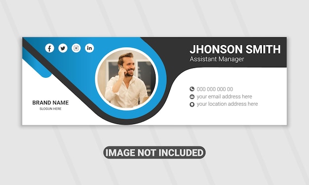 Modern vector email signature template or email footer and personal social media cover design