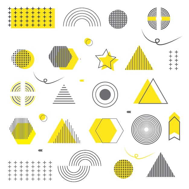 Modern vector geometric shapes on a white background memphis geometric shapes