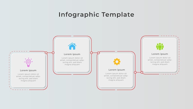 Moderno processo di infografica vettoriale e design della presentazione