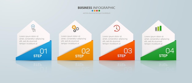 Современный векторный инфографический шаблон с 4 шагами для бизнеса