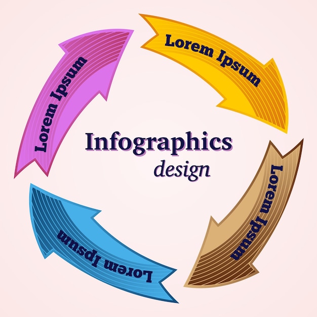 Vector modern vector infographic template with arrows arranged in a circle. business infographics design template.