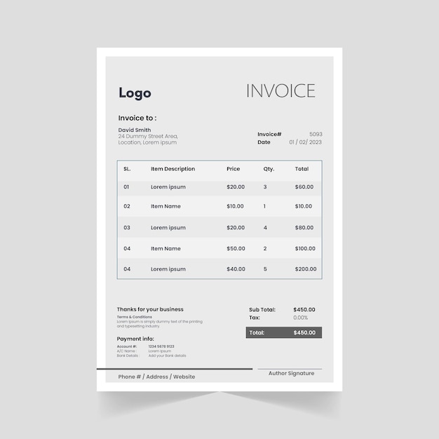 Modern Vector Invoice Design Template